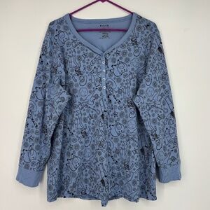 Disney Pixar Womens 2X Lounge Sleep Top Blue Toy Story Print Vera Bradley LS